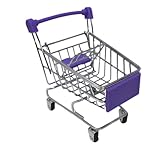 Bonka Bird Toys 2297 Mini Shopping Cart Supermarket Handcart Basket Foot Talon Bird Toy Treat Forage Dispenser Holder Model Metal Wheel Wire Frame Pet Fun (Purple)