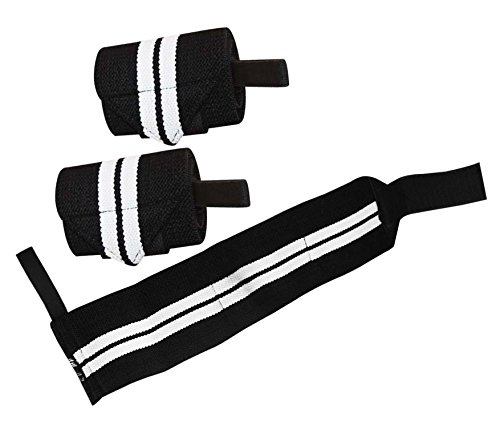 Prime Sports Weight Lifting Wrist Wrap Training Support Cotton Crossfit,Bodybuilding Heavy Duty Wraps Gym Bandage Black/White 24