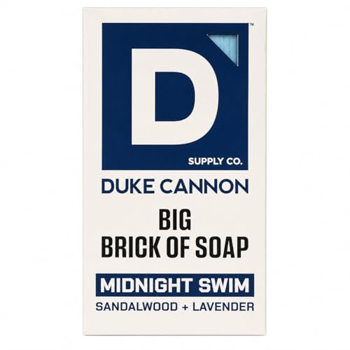 Duke Cannon Big Brick of Soap Sandalwood + Lavender Scent Large Triple-Milled Bar Soap for Men Long-Lasting Moisturizing with Natural Oils Supports U.S. Veterans Midnight Swim (10 oz.)
