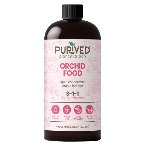 Purived 16oz Orchid Liquid Fertilizer - Makes 50 Gallons, Boosts Blooms & Root Strength, Ideal for...