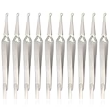 AAProTools 10 PCS Orthodontic Bracket Placer Self Holder Tweezers Reverse Action Tweezers (Long)