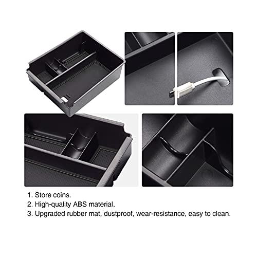 R Ruiya 2023 Hyundai Tucson Center Console Organizer For 2022 2023 Tucson Sel 2022 Tucson Nx4 2022 Hyundai Santa Cruz Armrest Box Secondary Storage Console Organizer Insert Tray With Coin (Black) #TOP3