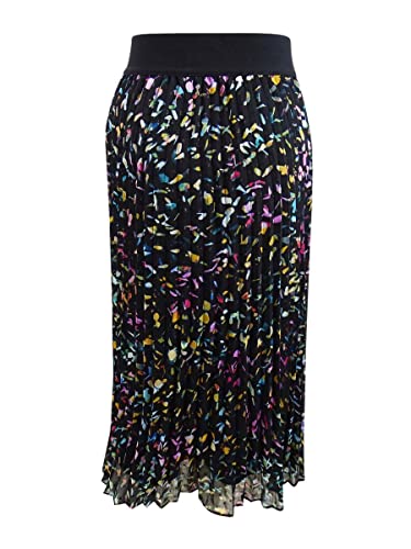 DKNY Womens Black Glitter Printed Below The Knee Layered Party Skirt Size XS2