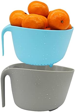 MiHerom Kitchen Colander Bowls Set for Soaking,Washing,Draining Pasta,Vegetable,Fruit,Rice,Quinoa,Small Grains and Berry Mixing-4.5Quart