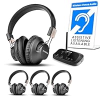 Avantree Quartet 2 - Bluetooth-Compatible Wireless Group Listening Headphones & Transmitter Set for Parties, Silent Discos, Church, TV - Multiple Rechargeable Headphones with Low Latency & Clear Sound