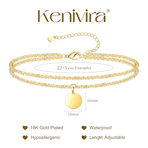Image of Kenivira Sterling Silver Ankle Bracelets for Women,Gold Dainty Layered Waterproof Anklet for Women, Anklet Set Stackable Beach Gift Adjustable Size