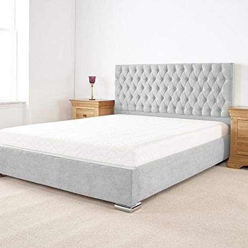 Urbanbend Cardiff Light Grey Tufted Bed with Box Storage Queen Size
