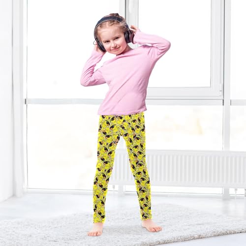 Girls Leggings Soft Toddler Ankle Length Bottoms Yellow Rubber Duck Kids Dance Yoga Pants 4-10 Years4