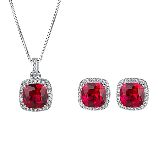 Boucles d'oreilles rubis 8x8mm KELIEQA pendantes pour mariage