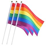 Sunshane 60 Pack Gay Pride Flags Mini Small LGBT Rainbow Stick Flags for Rainbow Pride Parade Festival Party Decorations