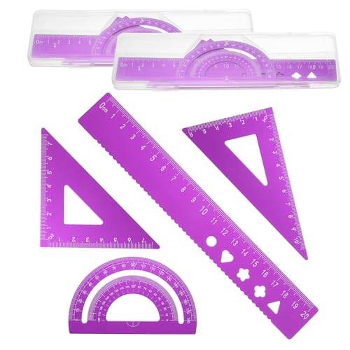 Kit de géométrie pour dessin et mesure d'angle, set PATIKIL avec règle 20cm en aluminium