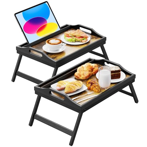 Comparison: Best Breakfast In Bed Tray 7 2 Pack Breakfast in Bed Tray for Eating, 16.92 x 12.6 Inch Bed Table Tray with Folding Legs & Handles, Bamboo Food Lap Trays Fits for Adult Kids Eating/TV/Surgery Recovery by Easoger. Set of 2