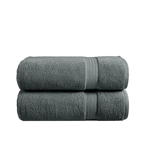 100% Cotton Extra Large Bath Towels, 35 x 65, 2 Pack Bath Towel Set, Hotel Collection Large Towels for Bathroom, Spa Quality Bath Towels Extra Large, Bath Sheets Towels for Adults - Grey Bath Sheets