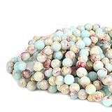 PAUCST 45Pcs 8mm Natural Sky Blue Jasper Beads - Polished Round Gemstone Beads for Jewelry Making, Stone for Bracelets Necklaces Earrings DIY Crafts