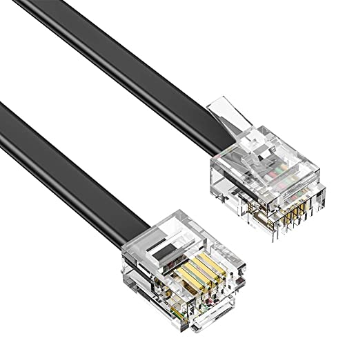 FEDUS 5 Meter Telephone Line Landline Extension Cord Cable Male To male 2 Pair (4 Core) Landline Wire with Standard RJ-11 Plugs Connectors for High-Speed Internet Modem