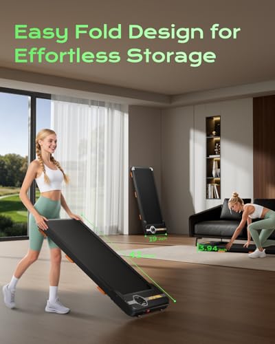 Image of TREAFLOW Walking Pad Portable Under Desk Treadmill with Incline 2.5HP for Home Office 265 lbs Capacity Remote Control LED