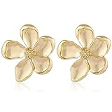Gold Flower Earrings Large Flower Stud Earrings Flower Statement Earrings Boho Golden Earrings Studs Chic Vintage Chunky Floral Earrings for Women Flower Jewelry Gift