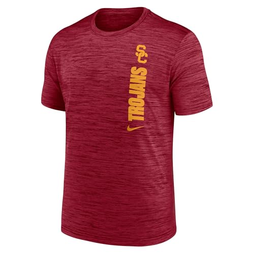 Nike NCAA Sideline Velocity Dri-FIT Short Sleeve T-Shirt (US, Alpha, Large, Regular, Regular, Cardinal, USC Trojans)
