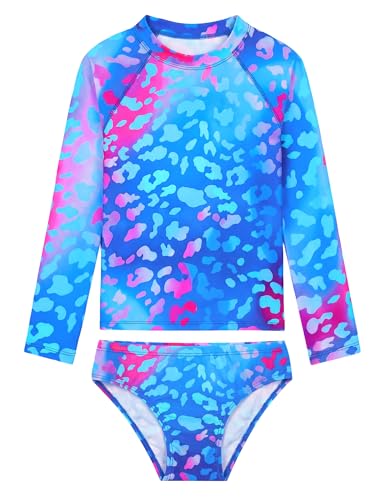 Image of Girls Rash Guard Swimsuit Two Pieces Adorable Swimswear Quick Dry Bathing Suit Long Sleeve