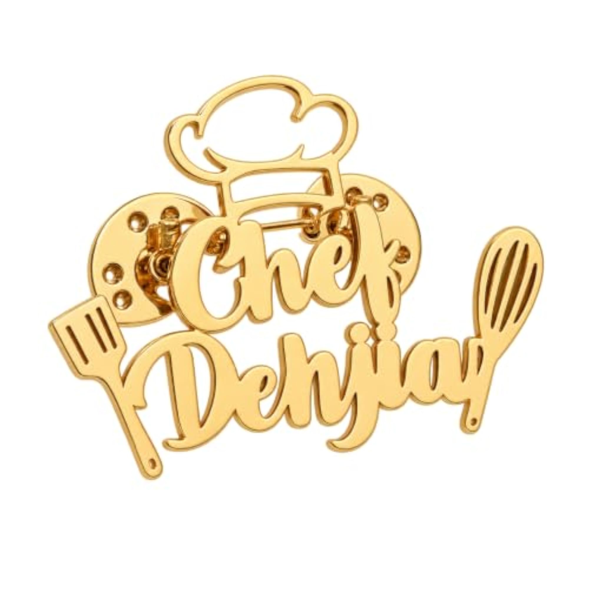 Personalized Chef Name Brooch Pin, Custom Design