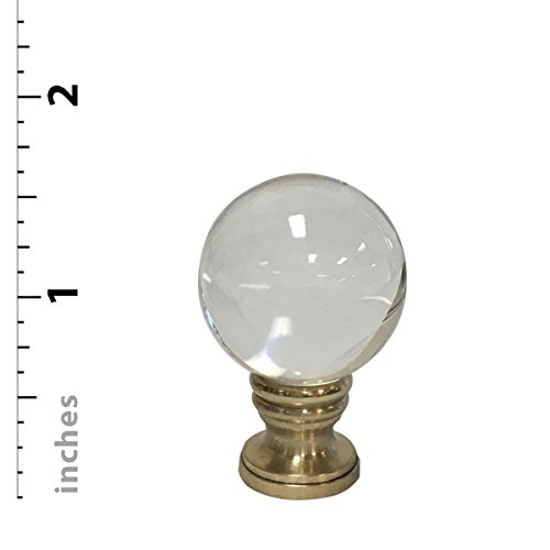 Royal Designs Clear Crystal Ball 1.6" Lamp Finial For Lamp Shade, Polished Brass Base - Set Of 2 #TOP3