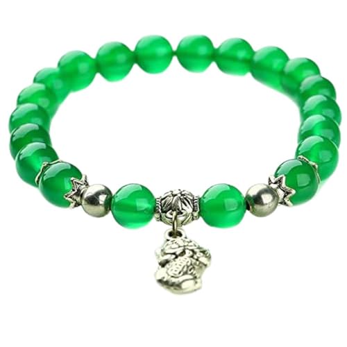 Bracelet de chalcédoine vert naturel en perles rondes minérales pour homme et femme