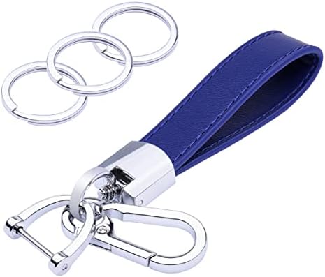 Wisdompro Genuine Leather Car Keychain, Universal Key Fob Keychain