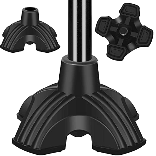 Supregear Cane Tip - Self Standing Heavy Duty Rubber Replacement For Walking Cane (3/4")-Stable 4 Point Non-Slip Cane Tip For Folding Cane Walking Stick Or Offset Quad Pod Or Tripod Canes Black #TOP11