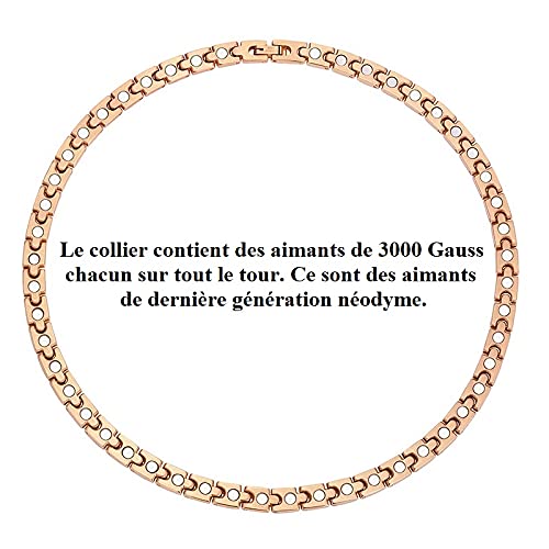 Collar magnético con imanes, modelo Milos, cobre de oro rosa