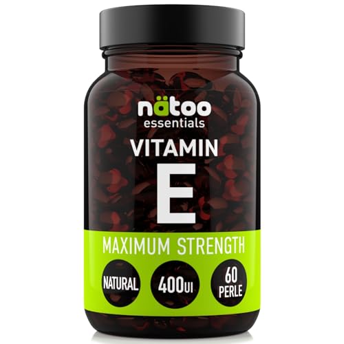 NÄTOO Vitamina E 400 Ui 60 Softgel Vitamina E Pura Alto Dosaggio 268 Mg Integratore Naturale Senza OGM per il Tuo Benessere Vitamin E Antiossidanti Integratori
