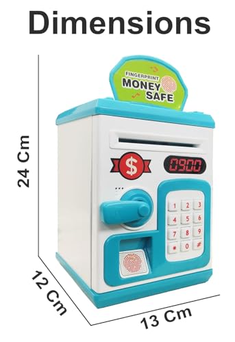 Image of Fingerprint Money Safe Bank Toy for Kids | Password Lock Piggy Bank with Automatic Cash Deposit | Electronic Coin Saving Box | Safe Locker Toy for Boys & Girls