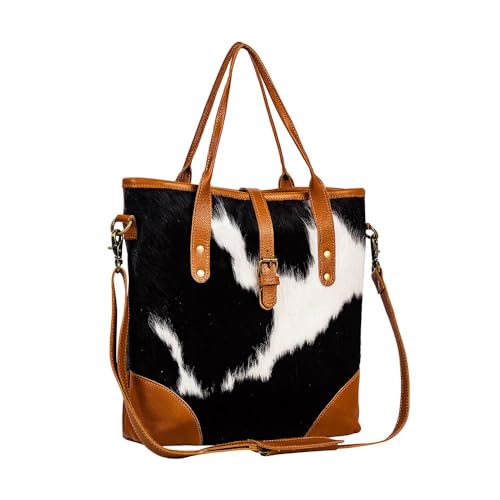 Myra Bag Shoulder Bag for Women - Western Upcycled Hairon Canvas & Leather Handbag Caramel2