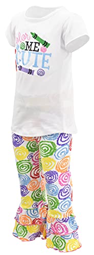 Image of Unique Baby 2 Piece Girls Double Ruffle Leggings and Short Sleeve Shirt Clothes Set Kid and Toddler Girl Outfit