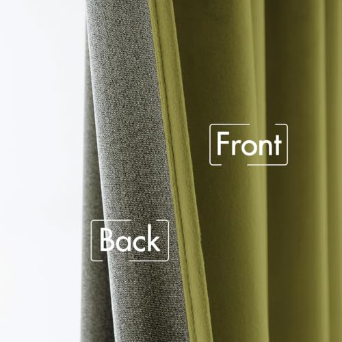 Image of MIULEE Velvet Curtains 52x96 inches 2 Panels Moss Green Blackout Curtains | Luxury, Bedroom Living Room, Thermal Insulated, Super Soft Window Drapes, Rod Pocket & Back Tab