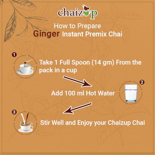 Image of Chaizup Premium 1 Min Instant Ginger Tea Premix - 1kg Poly | Approx. 72 Servings (1Kg, Ginger)