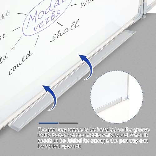 Image of AmazingSpark 72 inch x 24 inch Foldable Whiteboard Dry Erase Board Large Tri Folding Whiteboard Magnetic Dry Erase Board, Wall Aluminium Frame and Flip Out Pen Tray for Office, Home