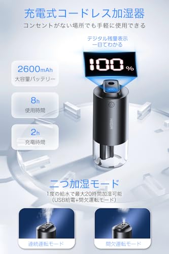 CENterano コードレス超音波加湿器 S08