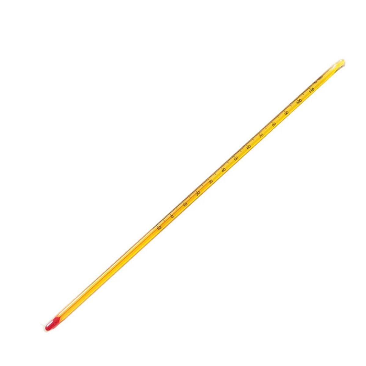 Cristalería de Laboratorio Termómetro de fondo amarillo con varilla de vidrio roja de 30 cm, 0-100 grados, experimental.(0-200 20PCS)