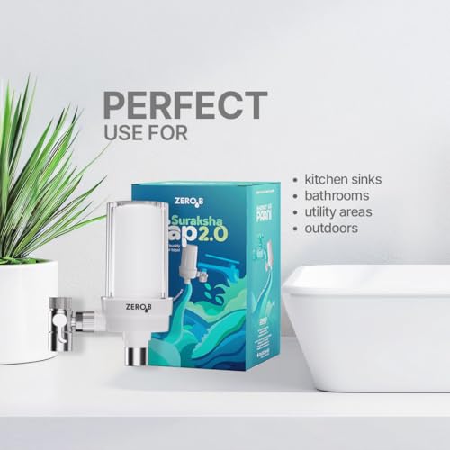 Image of ZeroB Suraksha Tap 2.0 | Non-Electric Tap Water Filter | Advance Exsil Nano Technology | 1800L Purification | Removes 99.99% Bacteria & Viruses | Portable & Fits Any Taps | Drinking, Kitchen & Outdoor