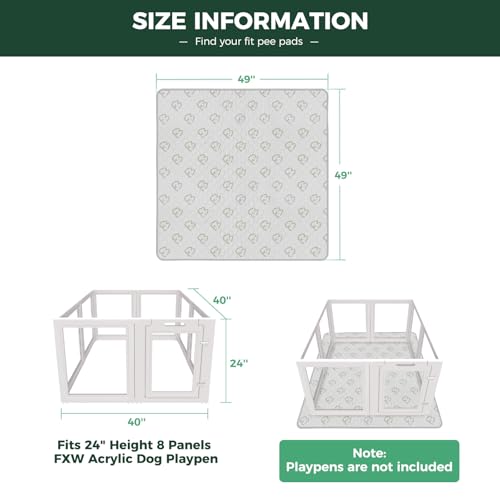 Image of FXW Washable Pee Pads for Dogs, Puppy Pads with Super Absorbent, Specifically Designed for FXW AuraSpace Acrylic 24inch 8 Panels Dog Playpen, 49 inch Square, Boho Beige, 2 Pack