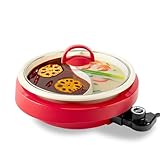 AROMA® Divided Electric Shabu Shabu Hot Pot with PFAS-Free Ceramic-Coated Pot (2.5 Quarts)