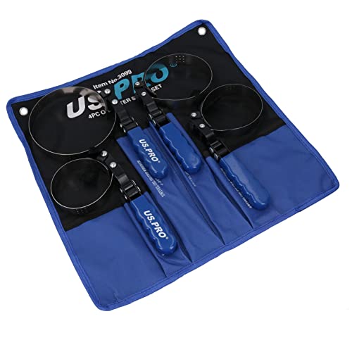 AB Tools-US Pro Swivel Oil Filter Wrench Remover Removal Installer Set 2-3/4\" - 5-1/4\" 4pc Kit