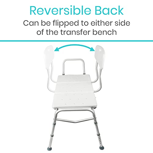 Vive Tub Transfer Bench For Bathtub - Bariatric Shower Chair (350 Lbs Capacity) Bath Tub Safety Seating With Height Adjustable Legs - Reversible Sliding Seat For Seniors, Elderly, Handicapped #TOP4