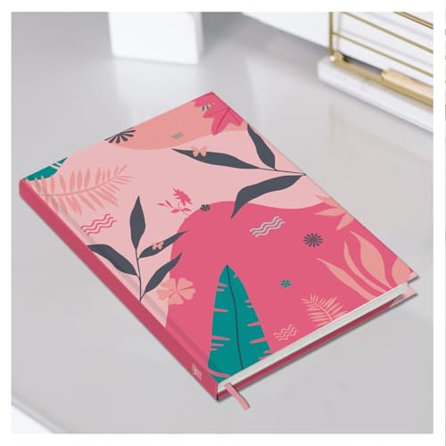 Image of Hard Bound Notebook for Girls & Women | A5 Ruled Journal | 192 Pages | 80 GSM Premium Paper | Designer Laminated Cover | Ribbon Bookmark | Notebook for School, College, Office, Journaling & Note Taking (DM4011)