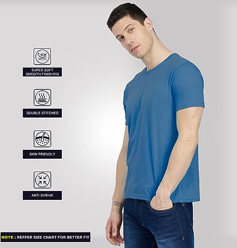 Image of Sleepynuts Round Neck Plain Cotton T-Shirt for Men Pack of 4