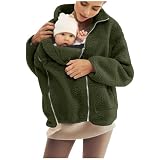 SYDUZAX Umstandsjacke mit Babyeinsatz Warm Teddy Fleecejacke...
