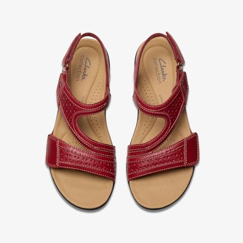 Clarks Clarks Collection Women's Laurieann Faye Sandal, Red Leather, 7 M US