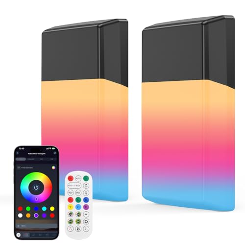 Outdoor Wall Lights RGB, 1500LM Smart Exterior Porch Sconces Wall