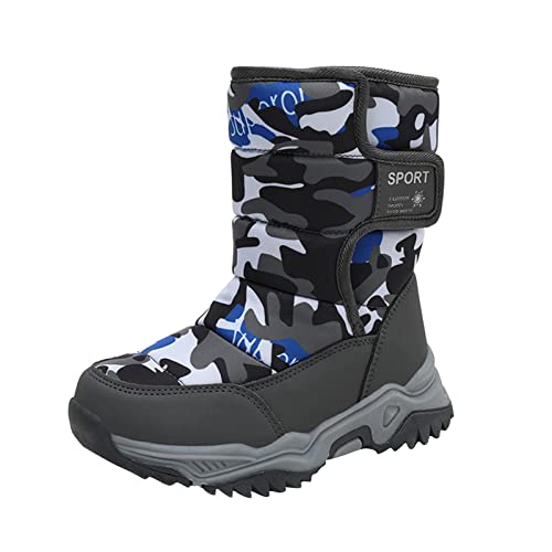 Boys' ?aterproof Winter Snow Boots with Insulation for Cold Weather Girls Camouflage Outdoor Cotton Rain Boots