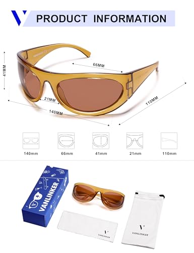 Image of VANLINKER Polarized Wrap Around Sunglasses for Women Men Trendy Sporty Style Oversized Shield Frame VL9814